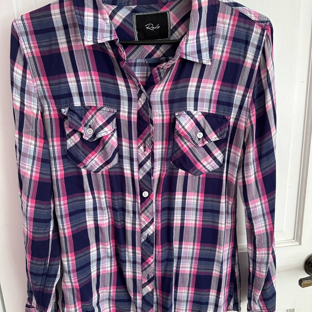 Rails Pink and Blue Plaid Shirt